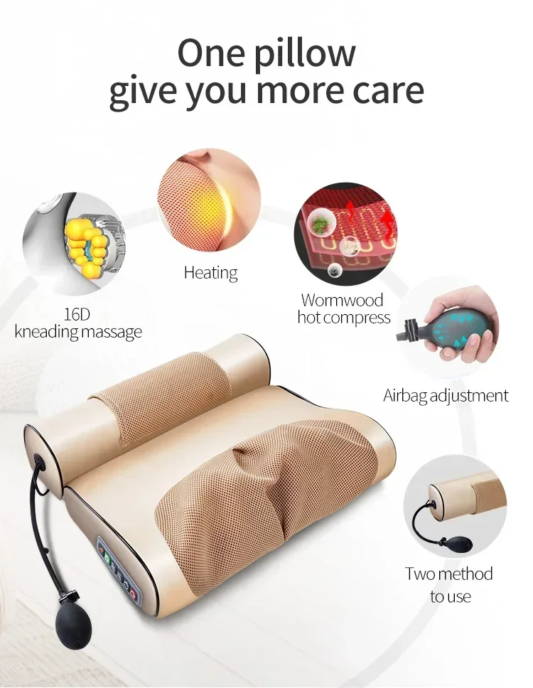 Electric Multifunctional Massage Device Neck Back Waist Health Relaxation Pillow Massager_voghion.com