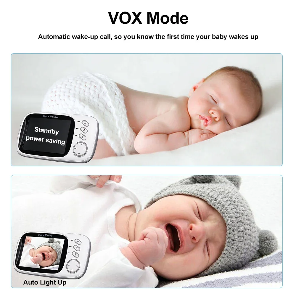 Wireless Baby Monitor Video Baby Monitor VB603 Video Baby Monitor 2.4G Mother Kids Night Vision Video Surveillance Cameras with Temperature Display Screen Two-way Audio