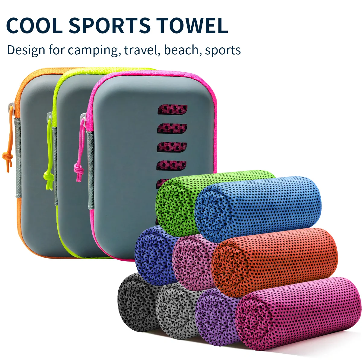 Camping Cooling Towels with EVA Case, Compact & Portable Travel Ice Towel Quick Dry Towels for Sports Gym, Hiking and Yoga 1 Camping Cooling Towels with EVA Case, Compact & Portable Travel Ice Towel Quick Dry Towels for Sports Gym, Hiking and Yoga 1