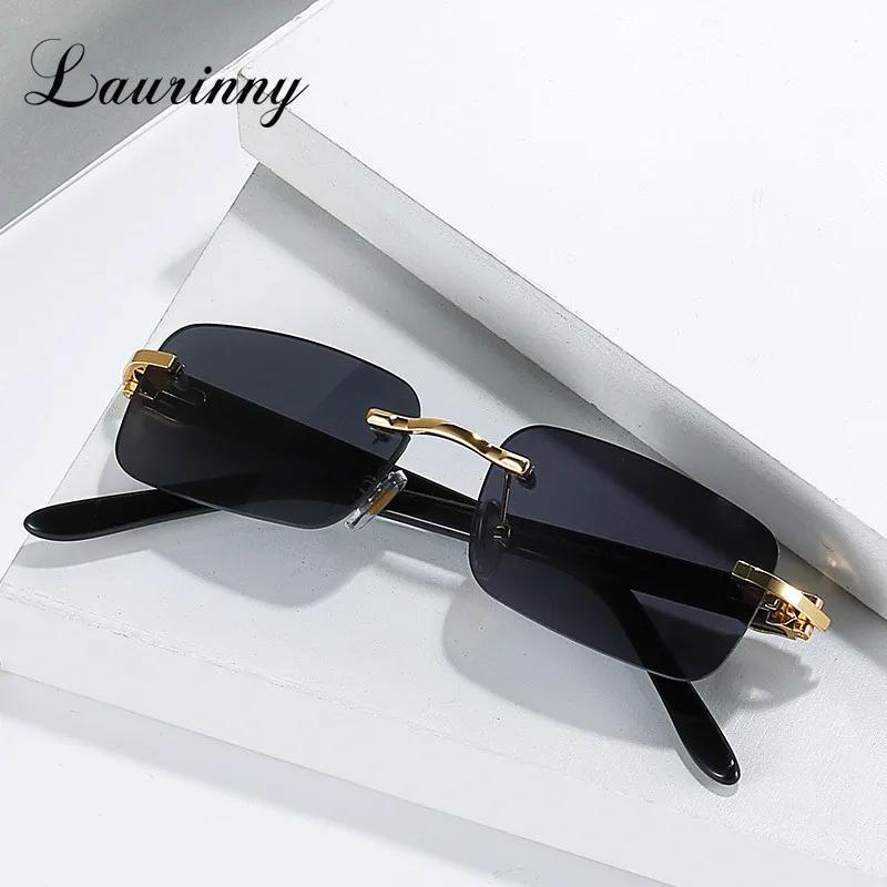 

New Square Sunglasses Wooden Legs Frameless Personality Fashion Ocean Lens Sun Glasses Women UV Retro Classic Trendy Men Glasses