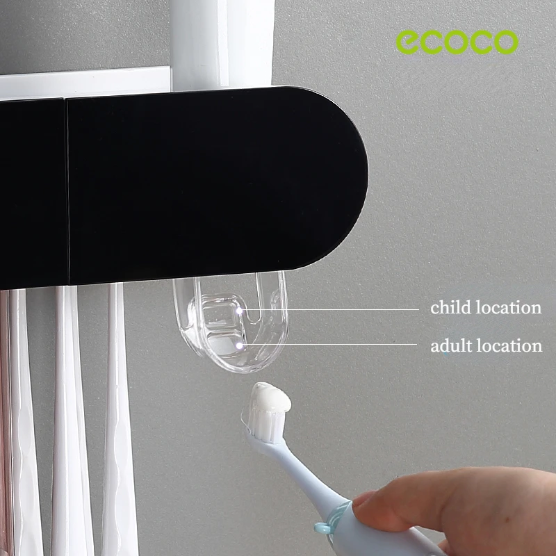 Toothbrush Holder Toothpaste Dispenser ECOCO Magnetic Adsorption Inverted Toothbrush Holder Automatic Toothpaste Squeezer Dispenser Storage Rack Bathroom Accessories