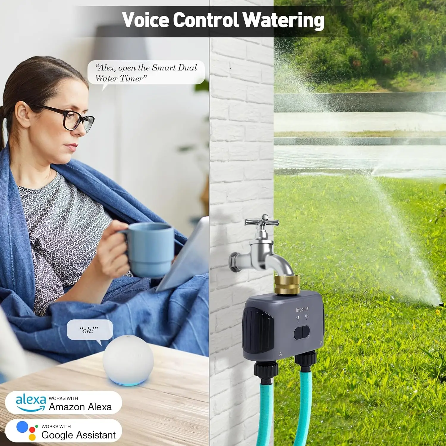 Insoma Automatic Water Timer with Gateway 2 Ways Garden Irrigation Watering System Sprinkler Programmer Tools support Alexa 3 Insoma Automatic Water Timer with Gateway 2 Ways Garden Irrigation Watering System Sprinkler Programmer Tools support Alexa 3