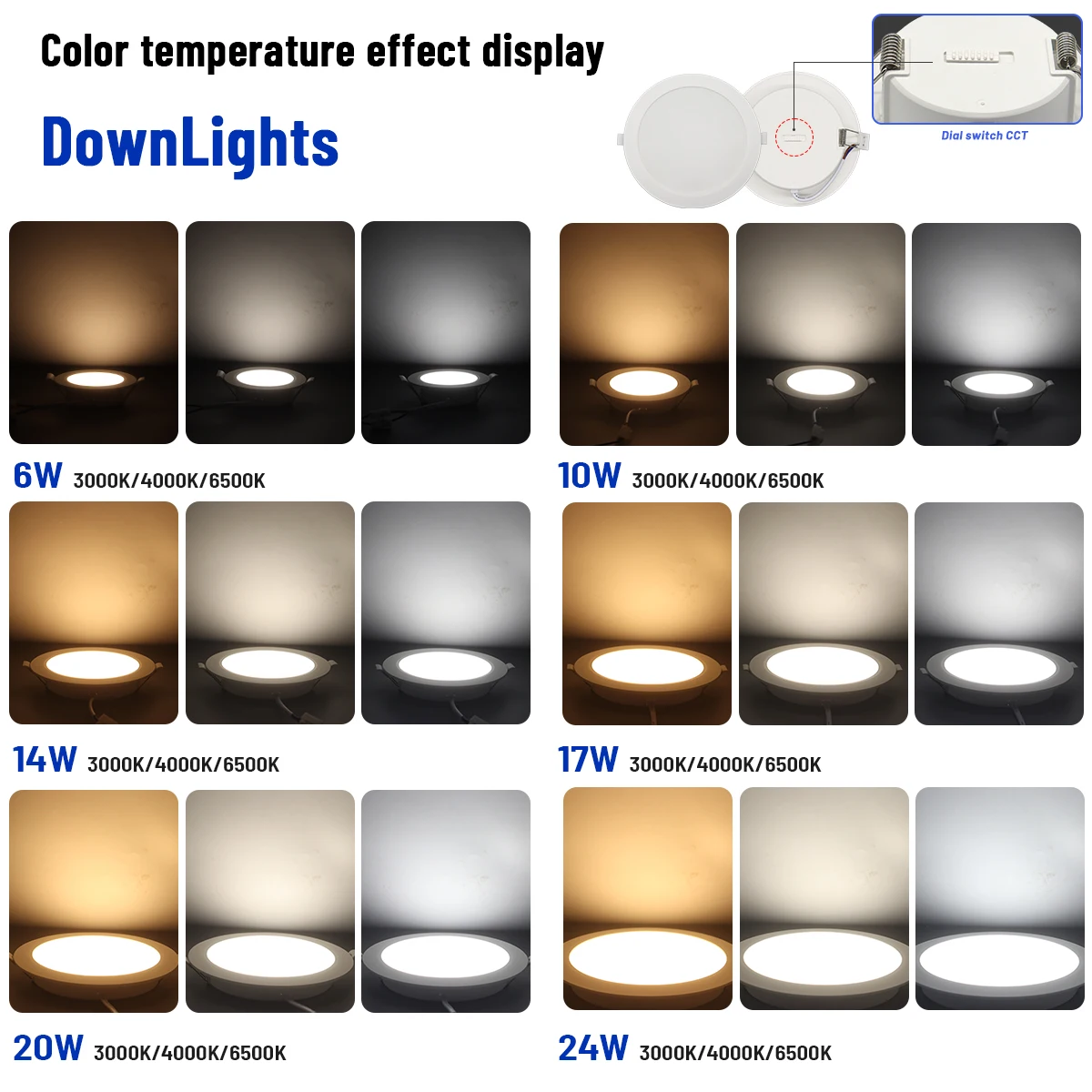 5pcs Led Surface Mounted CCT Spotlights Downlight 6W 10W 14W 20W 3000/4000/6500K Anti-glare Ceiling Lamp Foldable for BedRoom 5