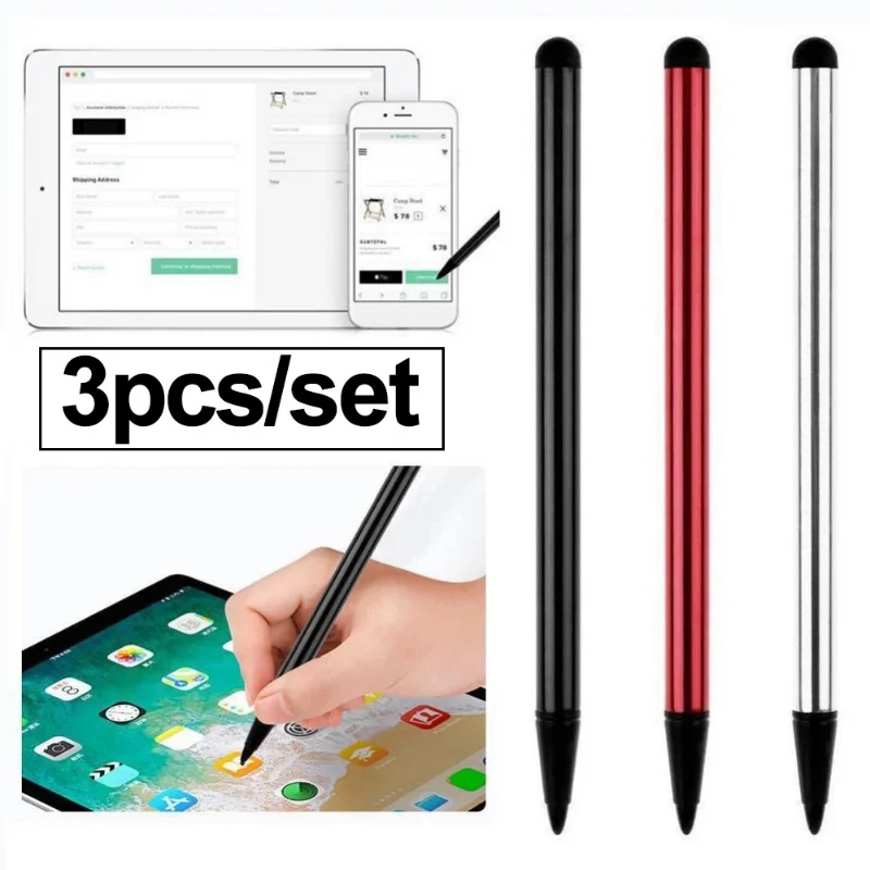 3pcs 2 In 1 Universal Phone Tablet Touchscreen Pens Capacitive Stylus