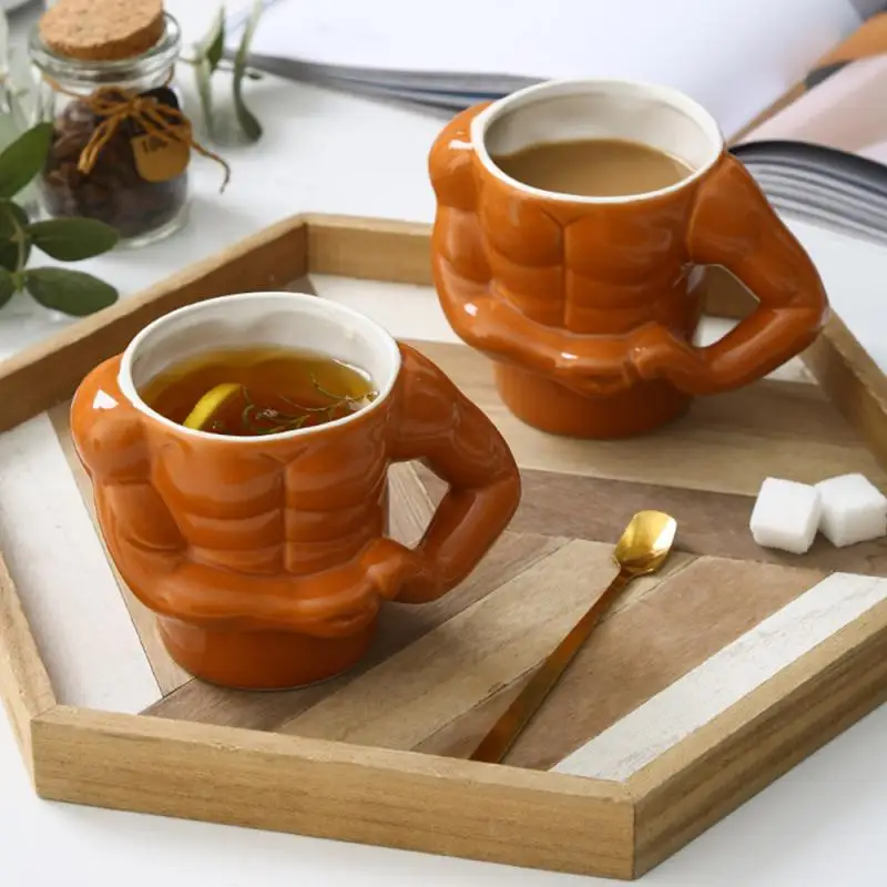 크리에이티브 머슬 맨 머그잔 세라믹 커피 컵, 개성 사무실 물컵, 대용량 컵, 크리에이티브 세라믹 선물 머그잔 