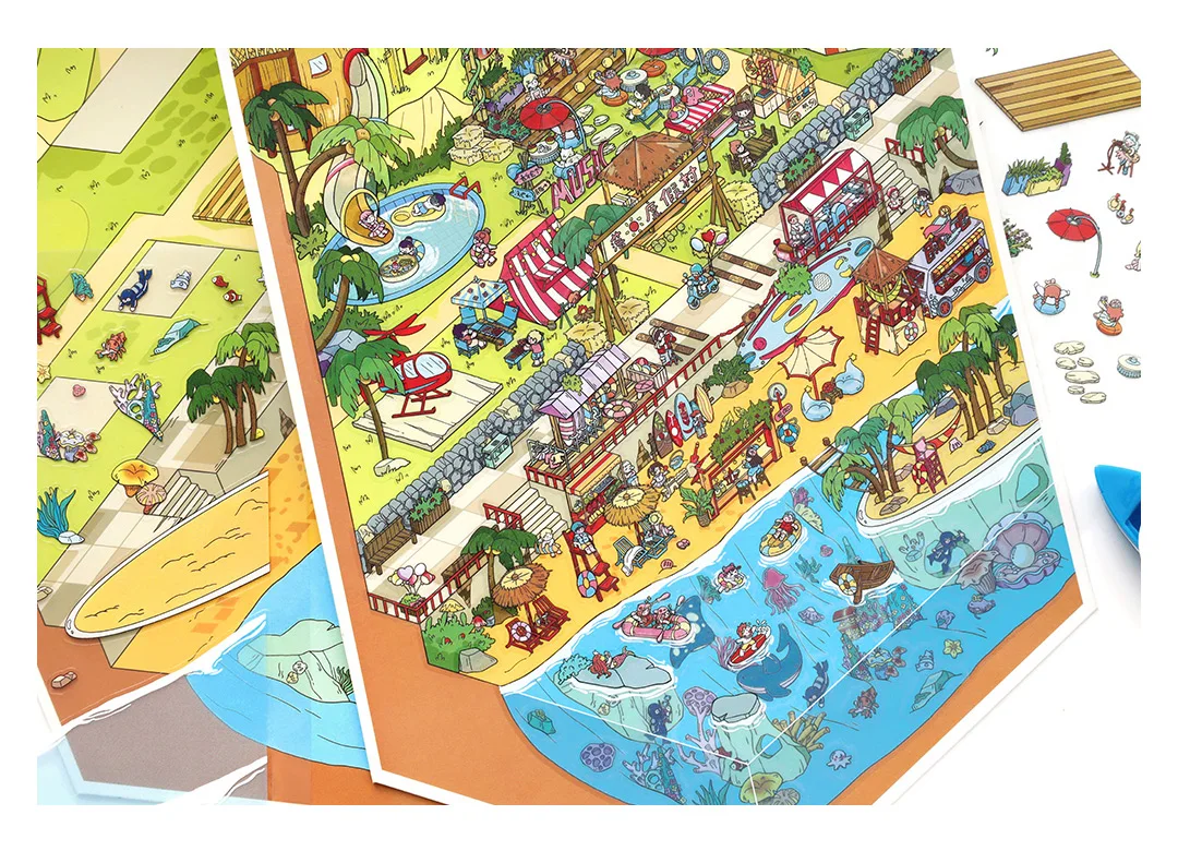 Mehrere Themen Landschaft Kleines Haus Szene DIY Aufkleber Hoch spielbarer Aufkleber Stapeln Einfügen Festival Geburtstagsgeschenk für Kinder – Detail 19
