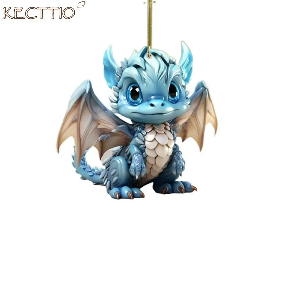 

2D Flying Dragon Baby Pendant Decorative Acrylic Xmas Tree Flat Pendant Hangable Cartoon Dragon Car Ornament