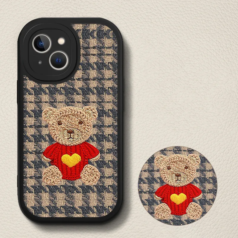 Sweater bear iPhone 14 case iPhone 13 pro 12 11 xs max fall/winter women's all-inclusive soft anti-fall coque iphone 13