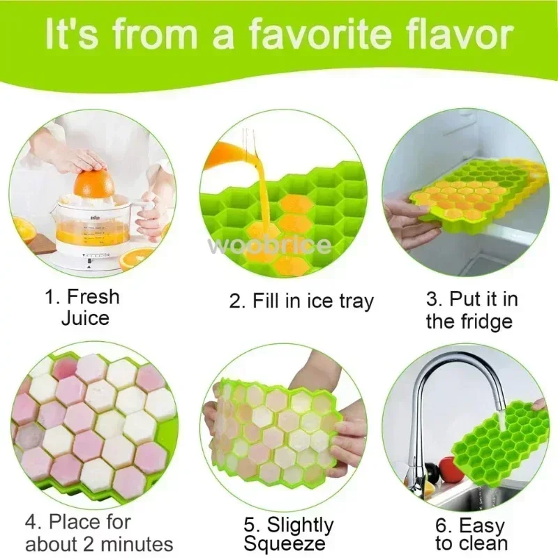 Ice Molds Silicone Honeycomb Hexagonal Template Popsicle Cube Reusable BPA Free DIY Popsicle Mold Ice Cube Trays