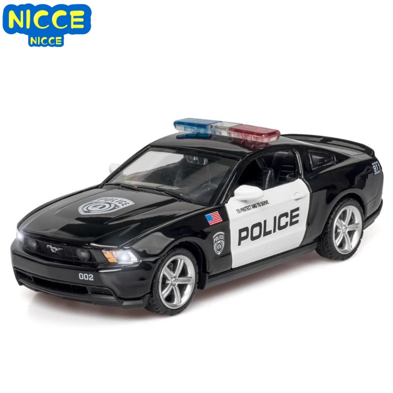 

Металлическая Игрушечная машина Nicce 1:32 Ford Mustang GT, полицейский автомобиль, литой игрушечный автомобиль, модель миниатюрного автомобиля для детей F205