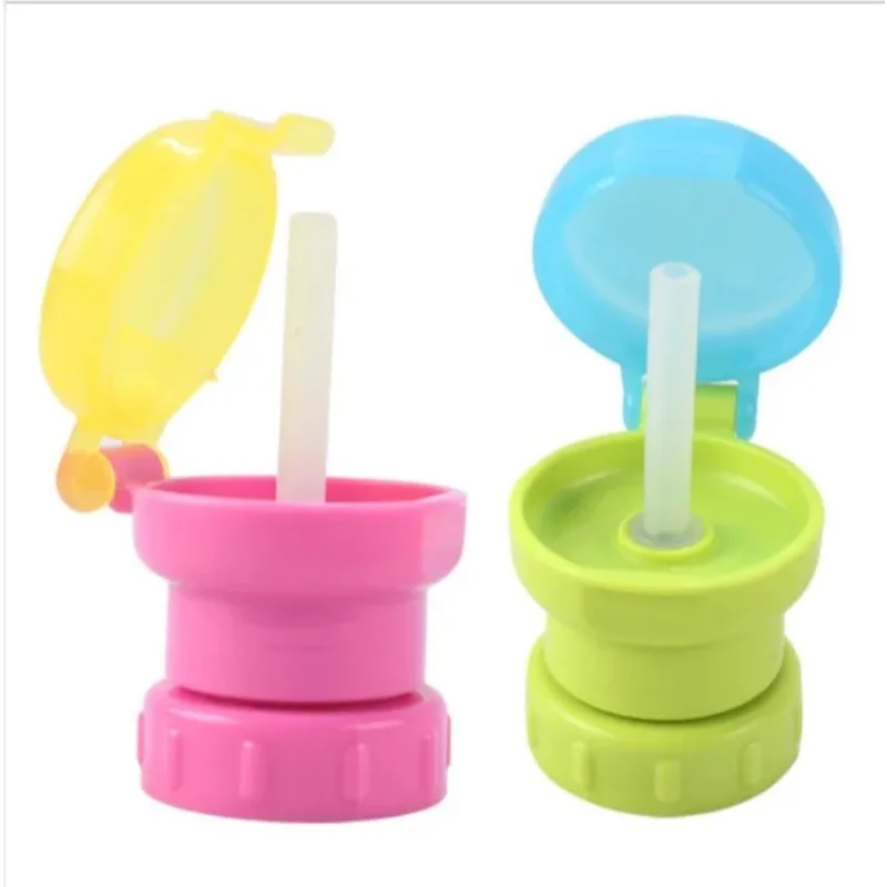 Children's portable spill proof bottle drinks straw cover children drinking protection tool