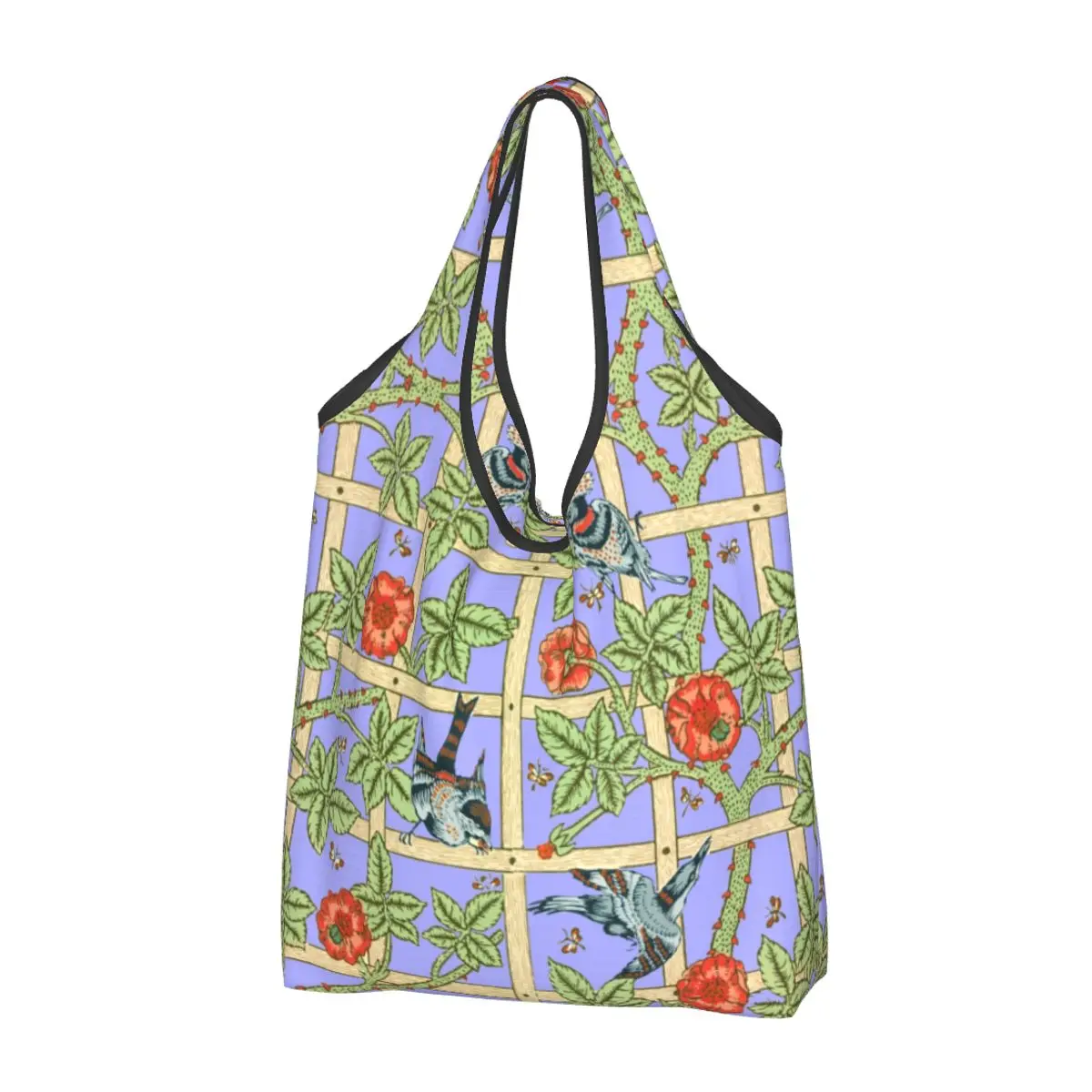 

Funny Recolored William Morris Trellis Pattern Shopping Tote Bag Portable Bohochic Vintage Floral Grocery Shoulder Shopper Bag