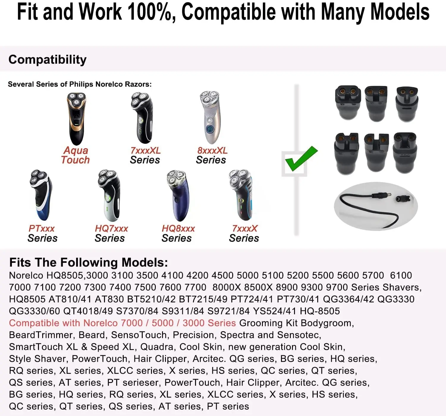 Charging Cable,USB Charging Cable,Shaver Charger,AC Power Cable 9 PCS Replacement Power Cord 5V Charger USB Adapter Suitable for All Kinds of Electric Hair Clippers, Beard trimmers, Shavers