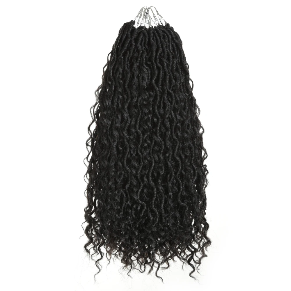 Alibaby Goddess Locs Synthetic Crochet Hair for Braids Ombre Braiding Hair Extension River Faux Locs With Curly Hair 4