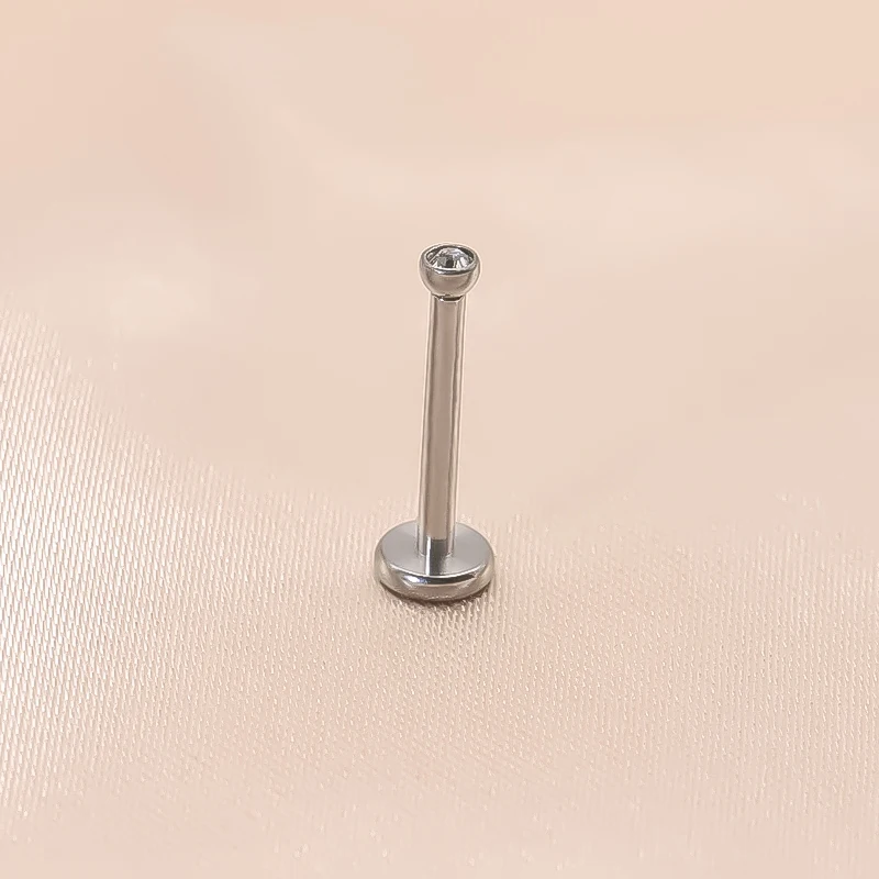 G23 Titanium Internally Threaded Labret Piercing Lip Ring 16G Crystal Tragus Cartilage Earring Helix Conch Piercing Body Jewelry 