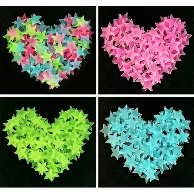 100pcs/bag 3cm Luminous In The Dark Toys Luminous Star Stickers Bedroom Sofa Fluorescent Painting Toy PVC Stickers for Kids Room 1