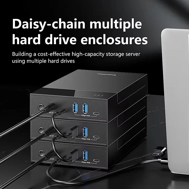 리콘다이트 2.5/3.5 HDD/SSD 인클로저 (USB3.0 허브 지원, 18TB, 타입 C to SATA 어댑터, 툴 프리 HDD 케이스, 12V 전원 포함)