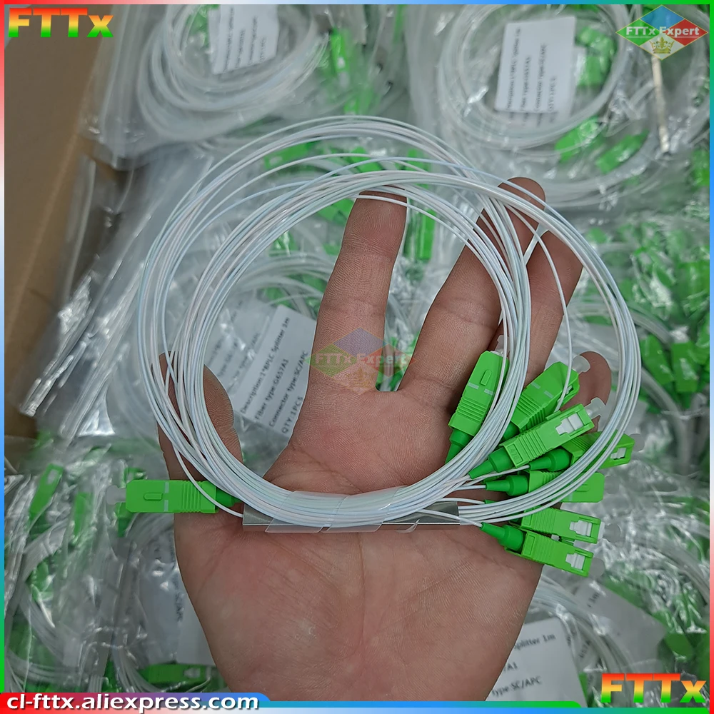 Free shipping 10 PCS/Lot 1X2 1X4 1X8 1X16 1X32 PLC SC/APC SM 0.9mm G657A1 PVC 1m FTTH Fiber Optic Splitter