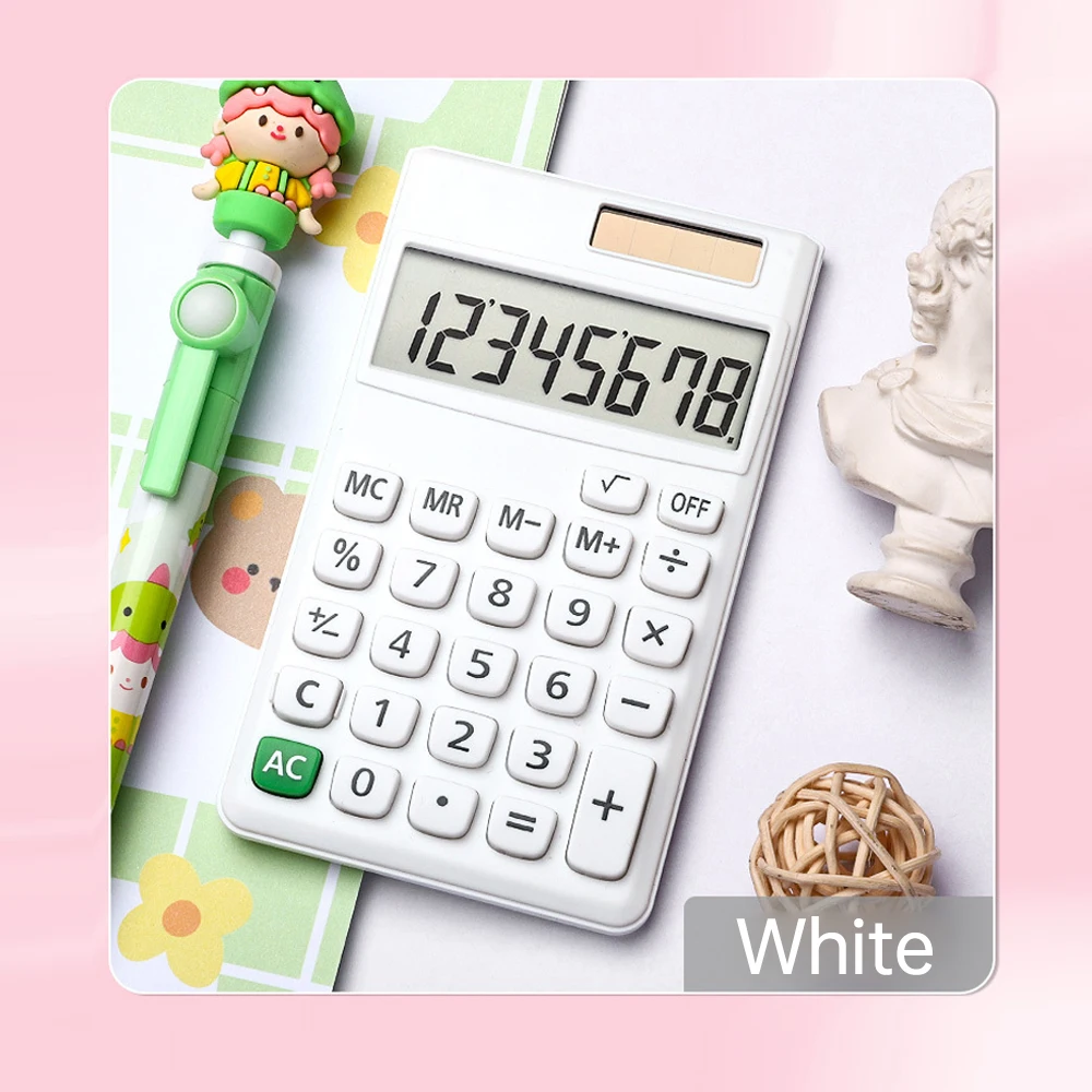 【Sale】Mechanical Calculator 8 Digit Large Solar Power  LCD Display Big Button Cute Candy Colored Calculator Suitable for Office