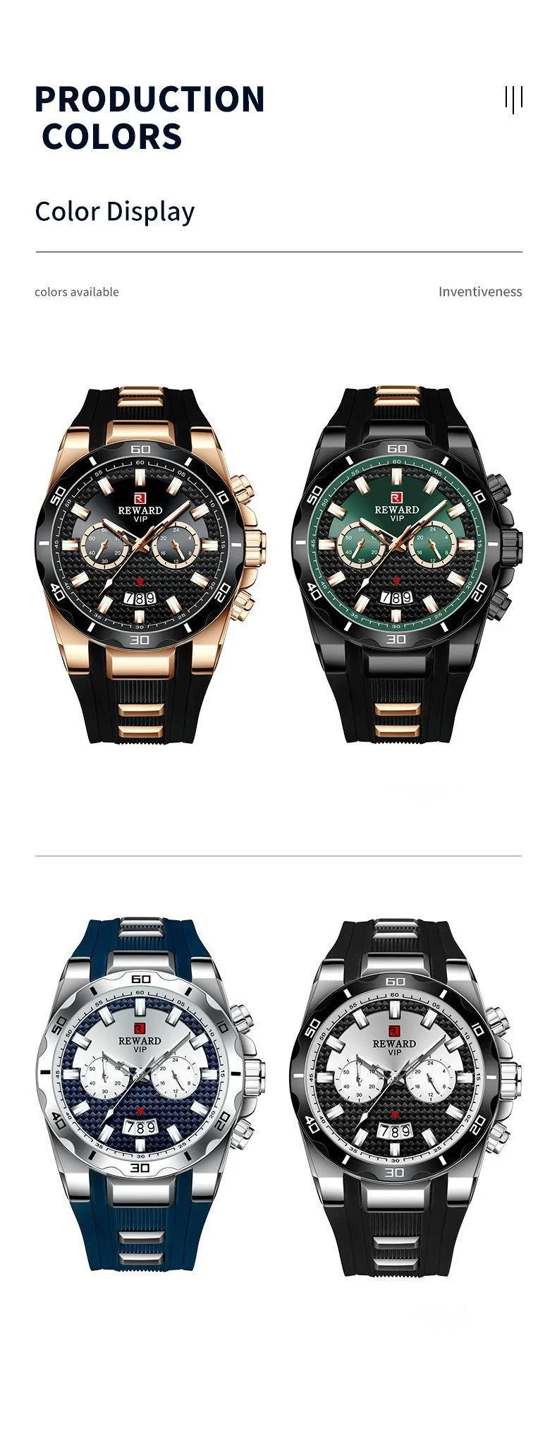 Nouvelle récompense montre multifonctionnelle nuit lueur sport montre pour hommes montre à quartz étanche mode bande de silicium cinq aiguilles montre pour hommes_voghion.com