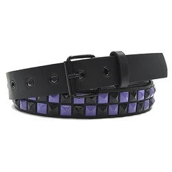 Purple Rivet Punk Belt - Y2K Fashion Unisex Waistband with Pin Buckle (A3)