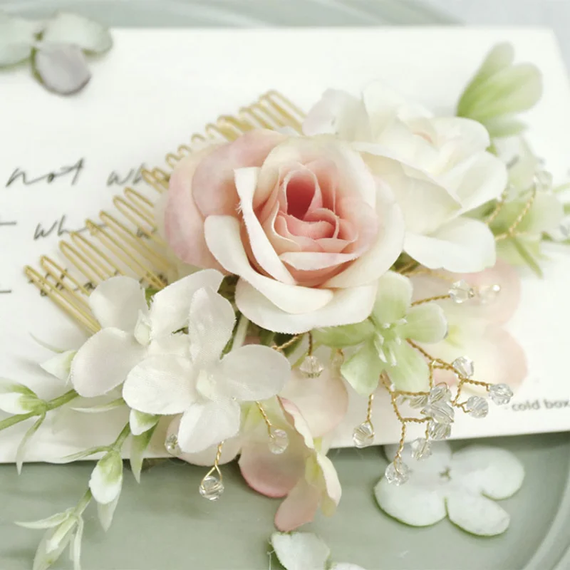 Pink Romantic Artifical Flowers Bridemaid Photography Hair Accessories Wedding Decorations Bridal Headdress