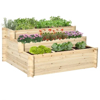 3 Tier Raised Garden Bed Planter Box W/ 9 Grow Grids and Non-woven Fabric