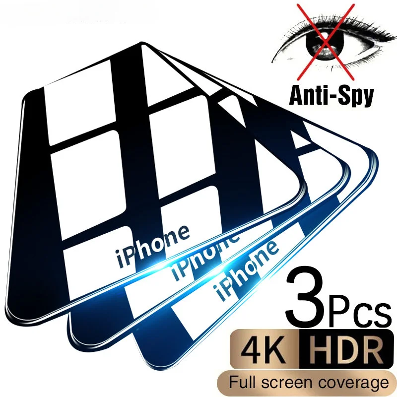 3Pcs Privacy Screen Protector Per Iphone 14 13 Pro Max 12 Mini 11 Pro Screen Protector Per Iphone 7Plus 8 X Xr Xs Max