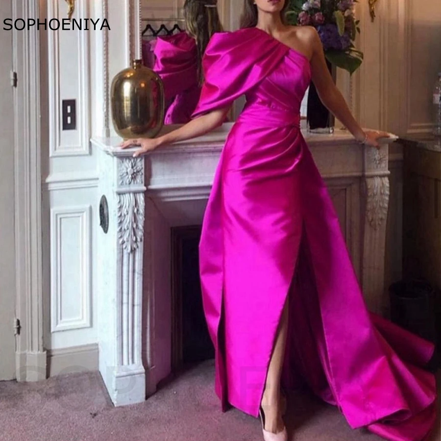 

New Arrival One Shoulder Long Evening dresses for women 2024 Vestidos de fiesta High Slit Sexy Prom Party dress Plus size