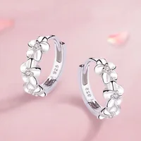 Top Sale 925 Sterling Silver Needle Earrings for Women's Wedding Fashion High Quality Jewelry Crystal Zircon Flower Cute Stud 1