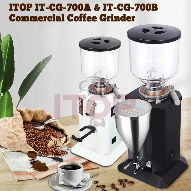 ITOP Commercial Coffee Grinder Automatic Variable Speed Quantitative Ltalian Grinder 74mm Stainless Steel Flat Burr Espresso