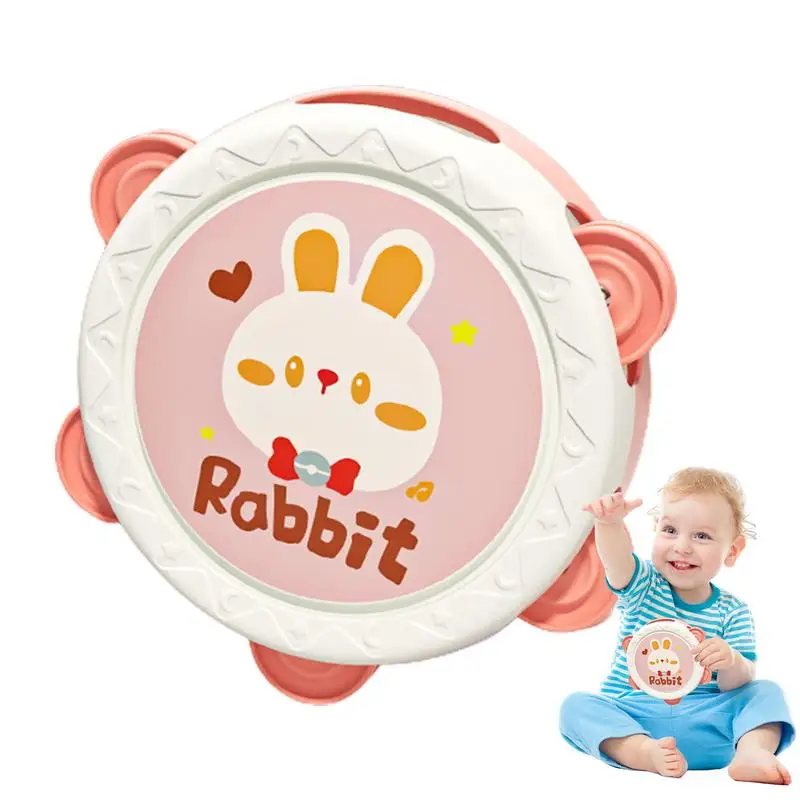 Handheld Tambourine Kids Adorable Animal Pattern Bell Metal Jingles Percussion Musical Educational Instrument Toy For KTV Party