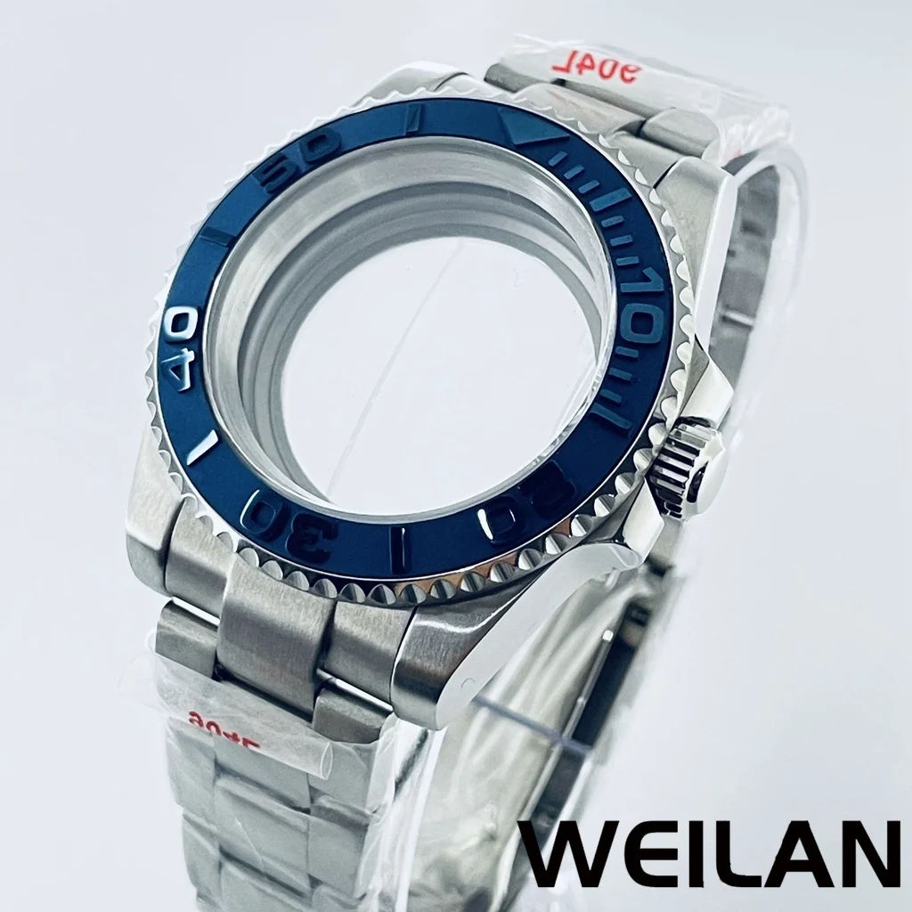 Silver Watch Case with Ceramic Bezel and Sapphire Crystal