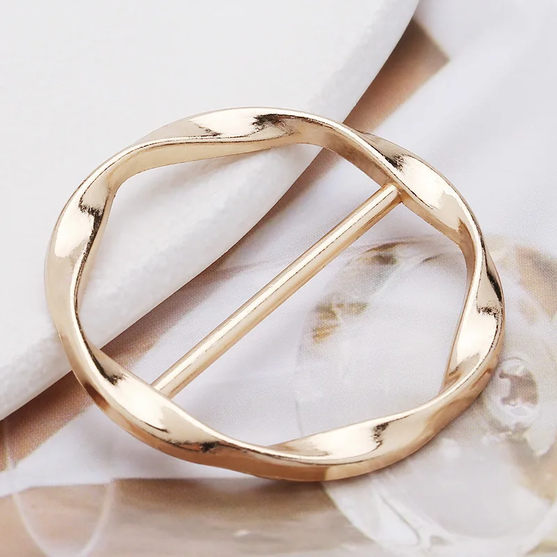 Simple Fashion Metal Buckle for Women's T-shirt Corners Knot Buckle Belt Adjustable Buckle Scarf Decor Fastener 1pcs