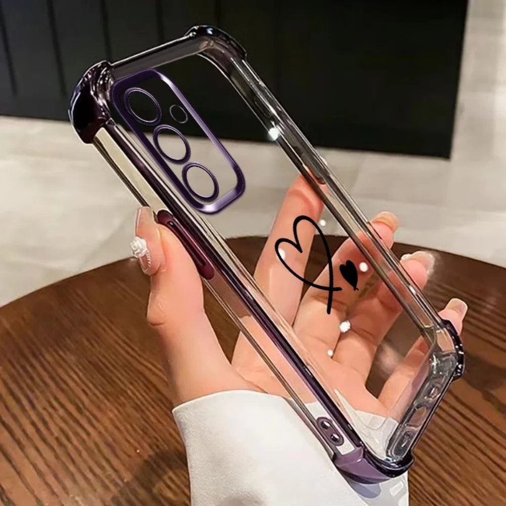 Elegant Double Heart Plating Phone Case with Airbag Shockproof Design