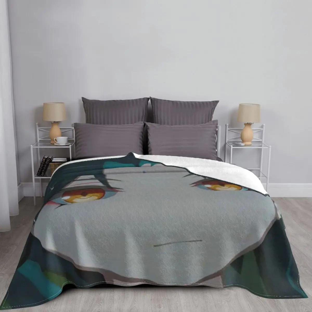Genshin Impact Xiao Portrait Blanket Fleece Printed Game Multifunction Ultra-Soft Throw Blankets for Bed Office Beds