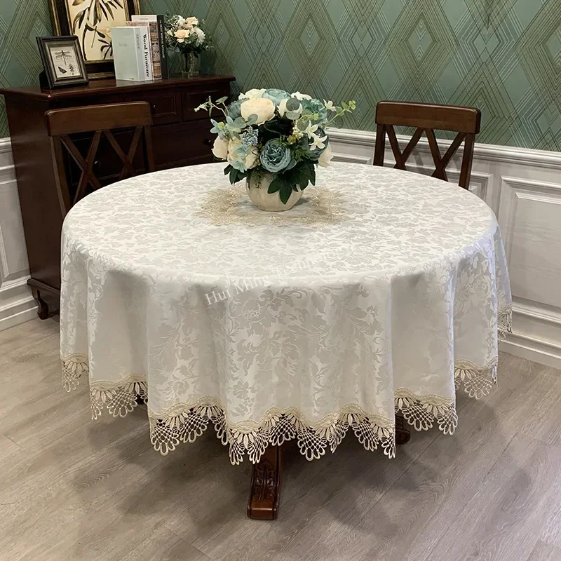 Table Cloth Round Tablecloth Art Household Lace Europe Dining Table Cover Embroidered Home Table Mat Dust Cover Home Decoration 3