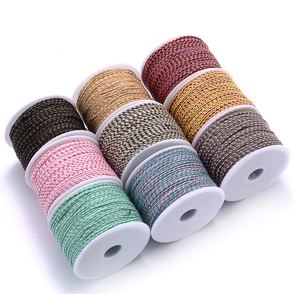 2mm 10M dreifarbige viersträngige geflochtene Baumwolle gewebtes Seil Twist Schmuck Linie DIY Hand Seil Lanyard Halskette Hängeschnur – Detail 4