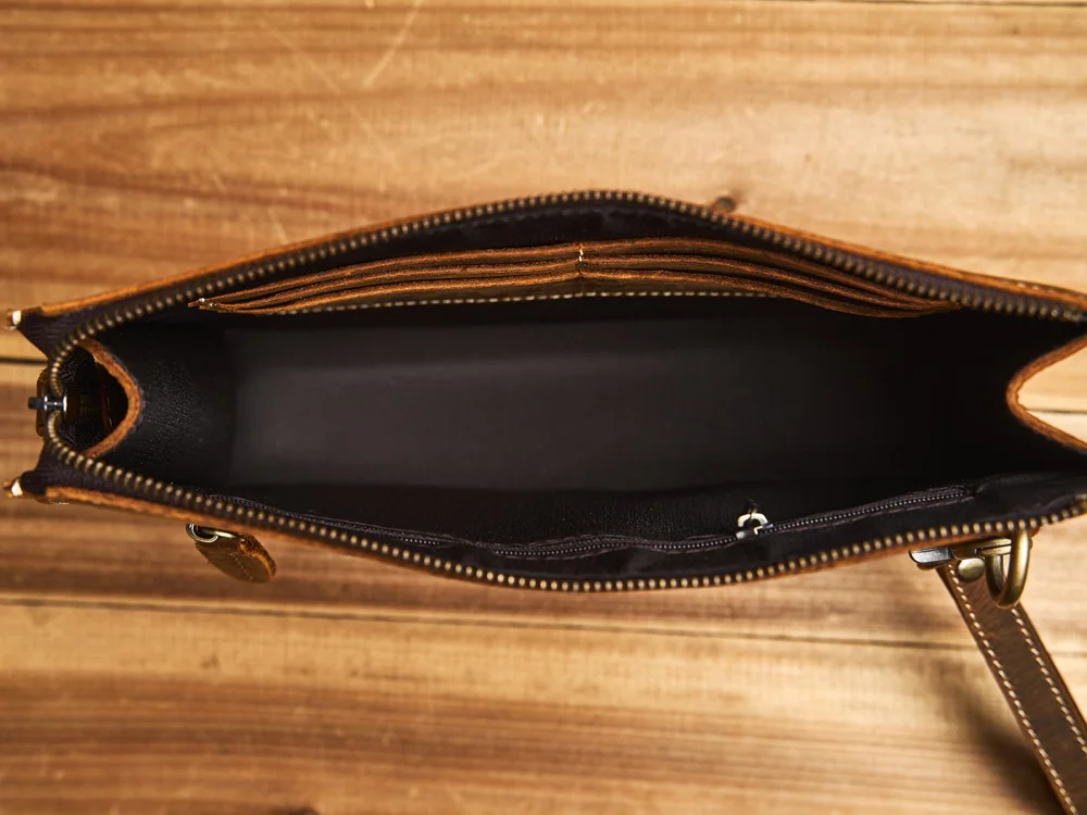 Nasva Herren Clutch aus echtem Leder mit Armband Retro Umschlag Tasche Top layer Rindsleder Handtasche Geldbörse Mode Clutch Tasche – Detail 11