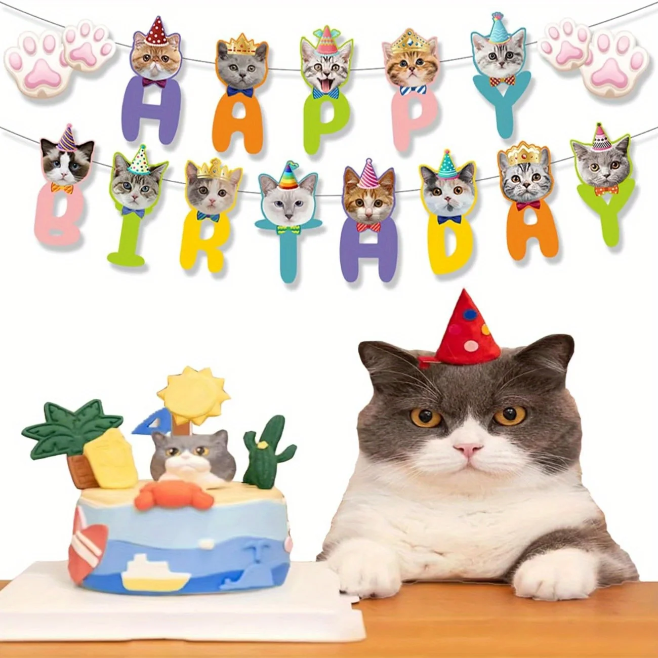 Cat Paw Birthday Banner Garland for Pet Theme Party