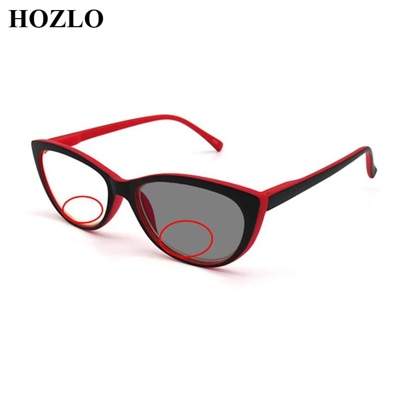 

Women Cat Eye Bifocals Photochromic Reading Glasses Magnifier Spring Legs Look Near Far Presbyopic Sunglasses Driving Eyeglasses