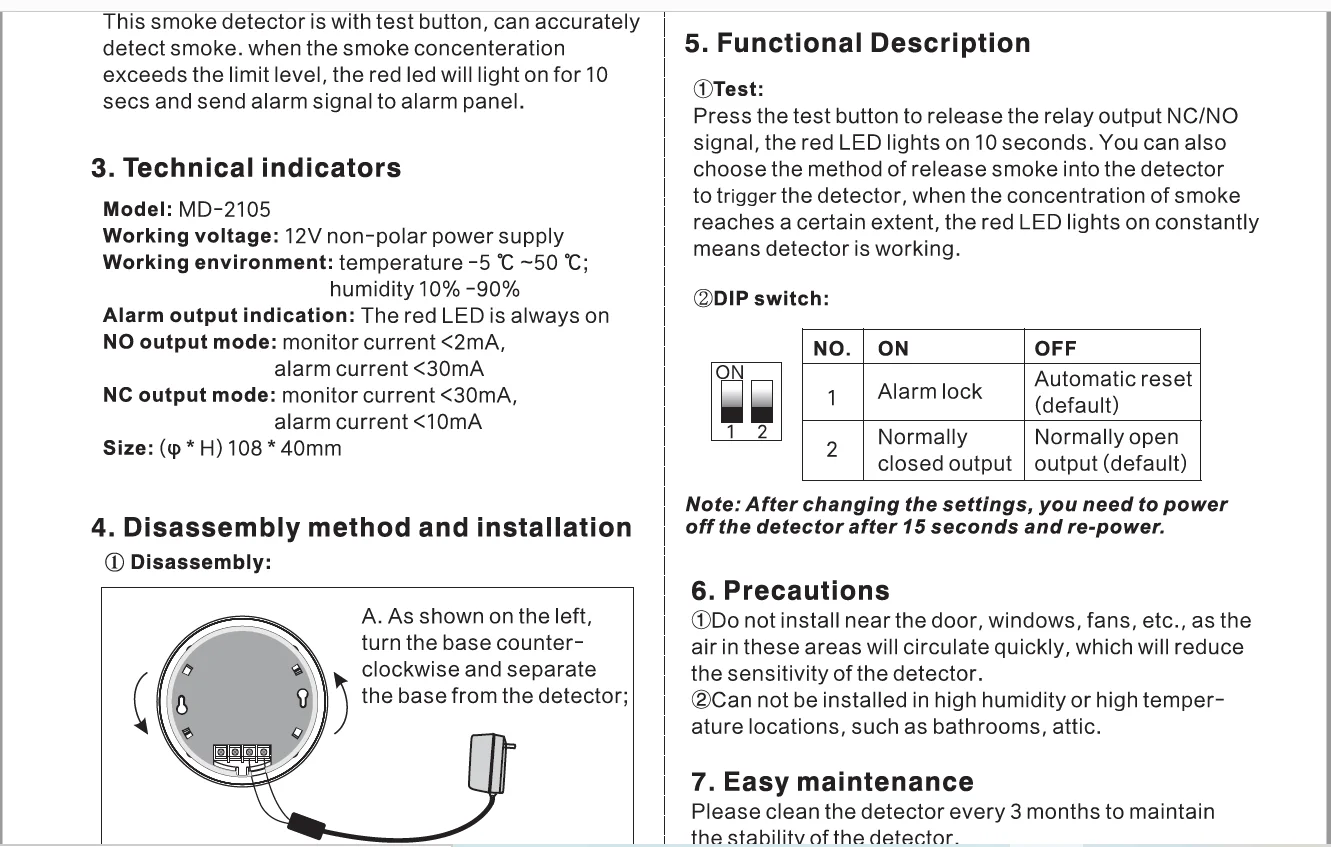 MD-2015 Photoeletric Wired Smoke Sensor Fire Alarm Detector Wired Cable Connected With Alarm Host 24 hours Zone images - 6