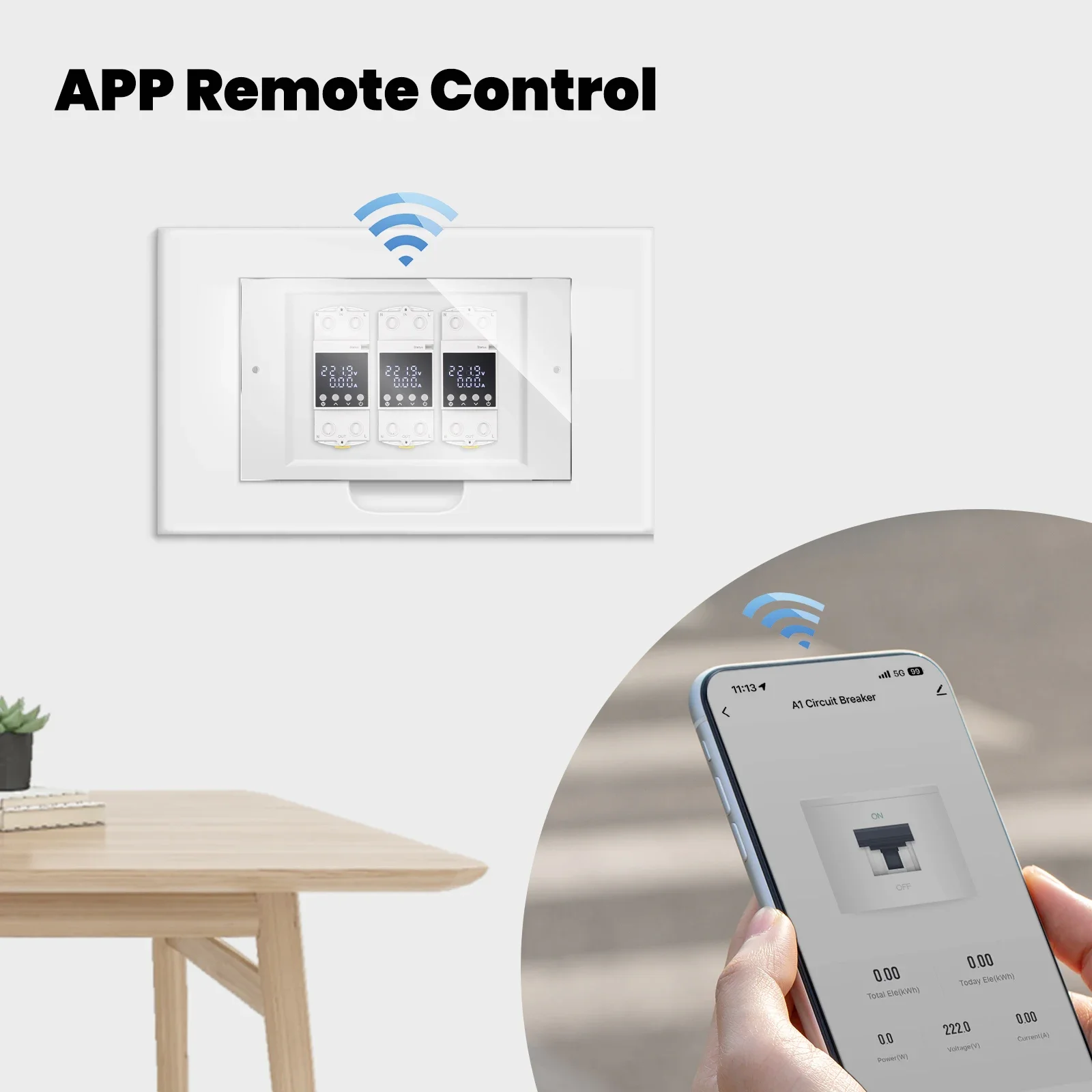 WiFi Tuya Smart Circuit Breaker 80A Alarm Threshold Set Electricity Monitor V0 F