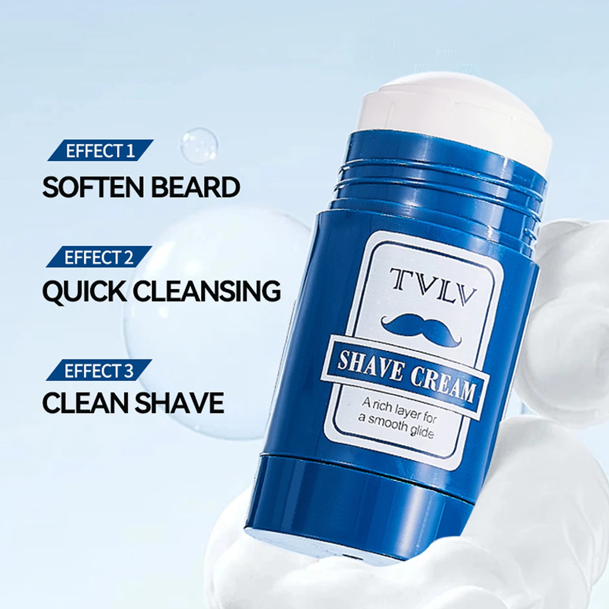 Delicata schiuma da barba da uomo, ricca e delicata, detergente da barba due in uno, crema da barba idratante 3