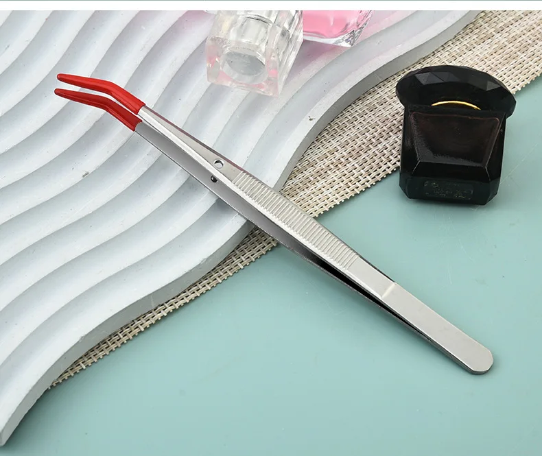 4-teiliges Set Pinzetten mit Gummispitzen, PVC-Silikonbeschichtete Flache und Gebogene Zangen für Labor, Industrie, Schmuck, Handwerk, Münzen und Stempel – Detail 7