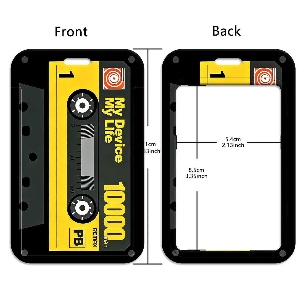 레트로 카세트 테이프 ID 배지 홀더, 끈이 달린 슬라이딩 카드 케이스, ID 카드, 키, 출입증, 사무실, 학교, 학생용