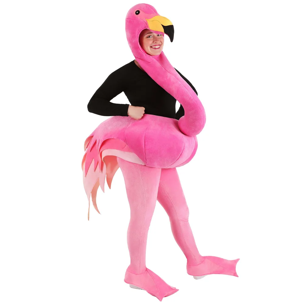 

Deluxe Pink Graceful Flamingo Costume Cosplay Dress Up Halloween Carnival Purim Fancy Party Realistic Clothing