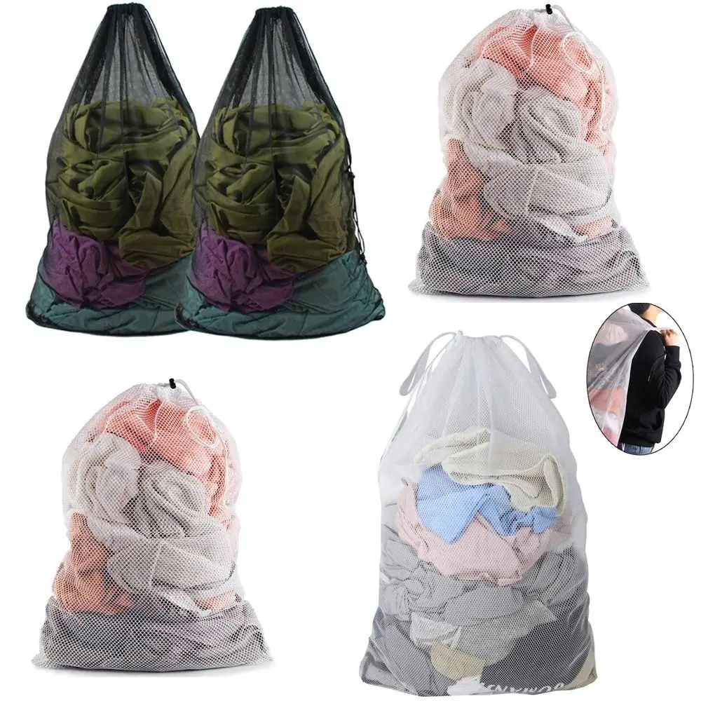 Creative Large Size Storage Laundry Mesh Bag Useful Large Organizer Net Drawstring Wash Sack Washing Laundry Bag Clothes Bags 2