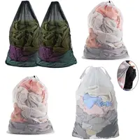 Creative Large Size Storage Laundry Mesh Bag Useful Large Organizer Net Drawstring Wash Sack Washing Laundry Bag Clothes Bags 2