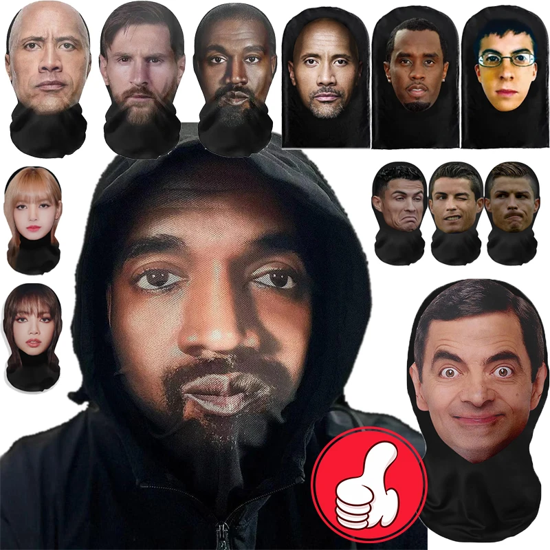 3D Printed Full Face Mask Celebrity Face Cosplay Facial Mask Party Cosplay Props Halloween